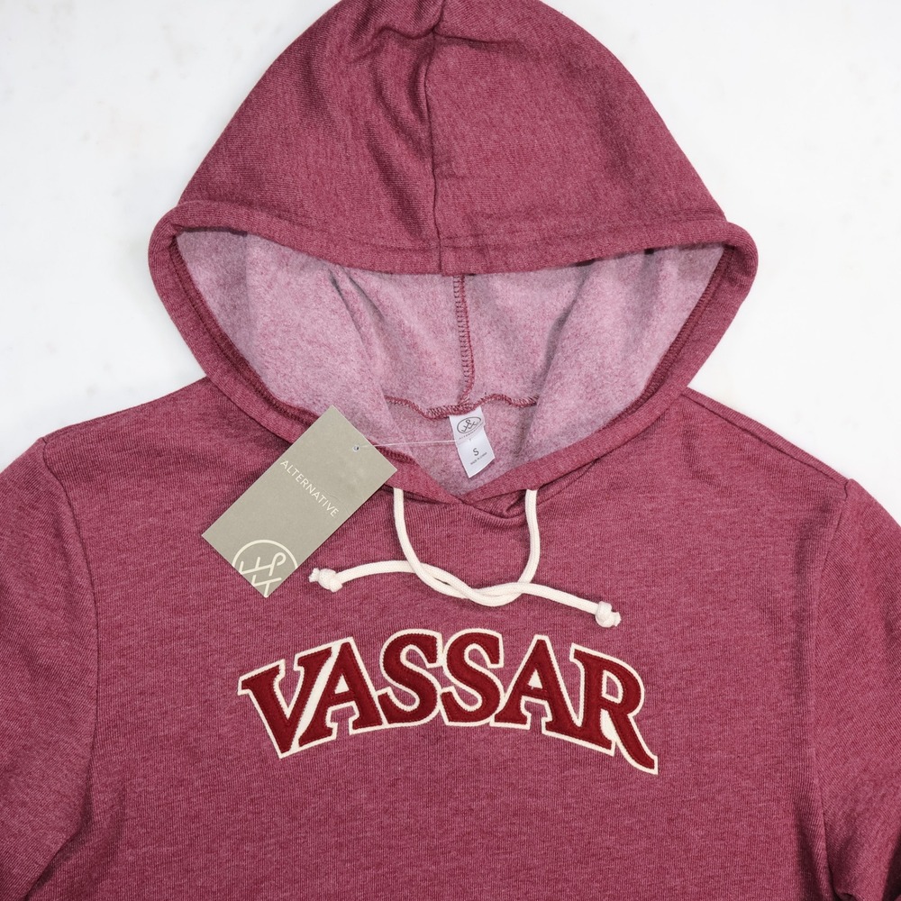 Vassar College Maroon Heathered Eco-Fleece Hoodie Small NWT Alternative Brand
